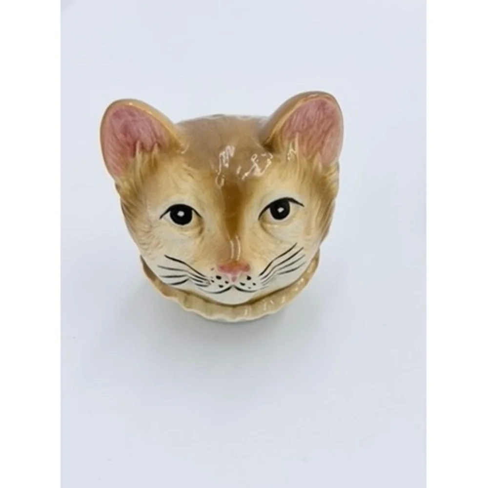 Vintage Cat Teapot Kitten Anthropomorphic Ceramic Pink White Cottagecore‎ Kitsch
